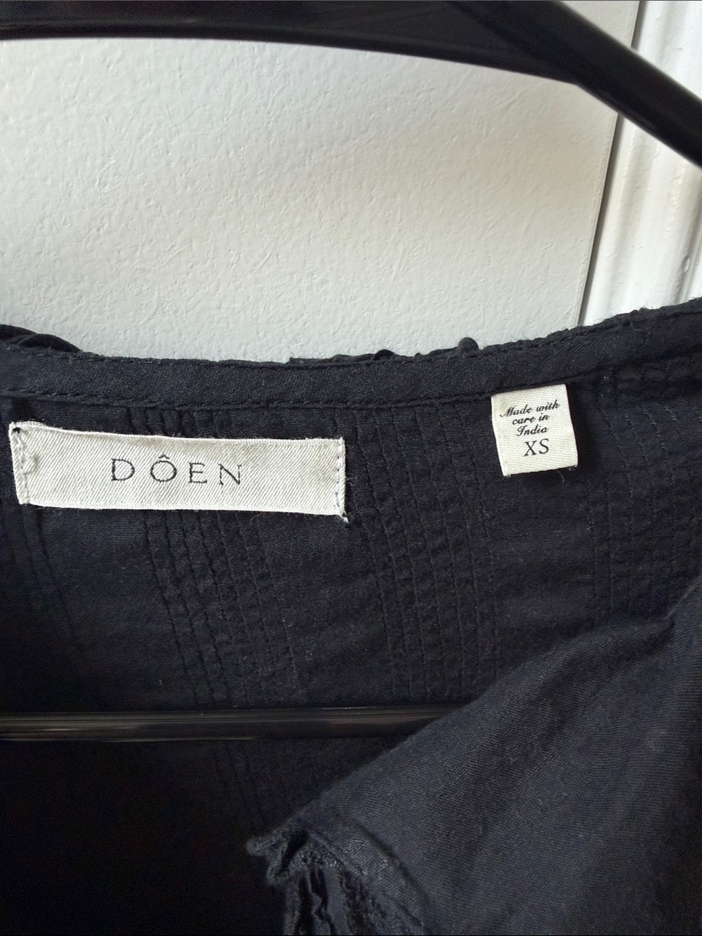 Doen Black Ruffle-Front Pintuck Blouse - Picture 3 of 8